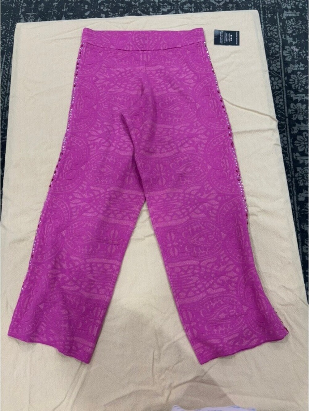 Purple Paisley Patterned Set with Rhinestone Detailing - Picture 3 of 15